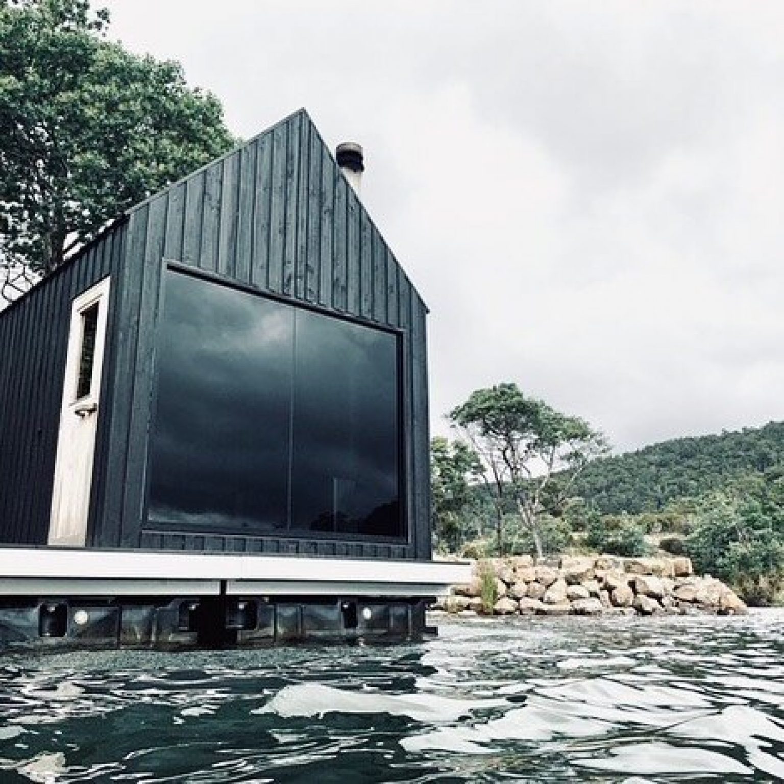 big window at sauna by the lake in west australia