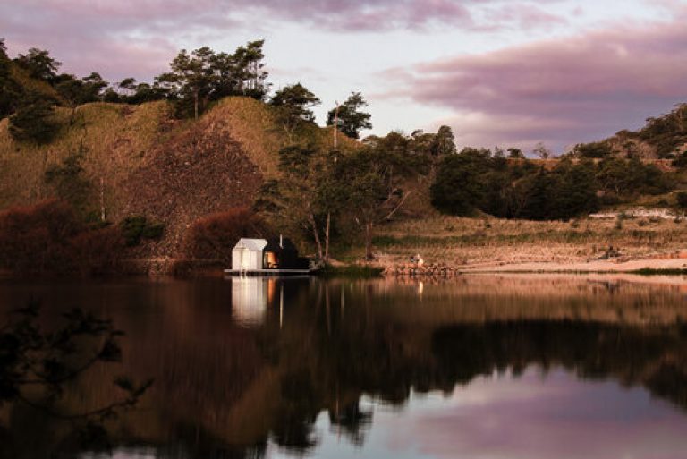 floating sauna derby on the lake