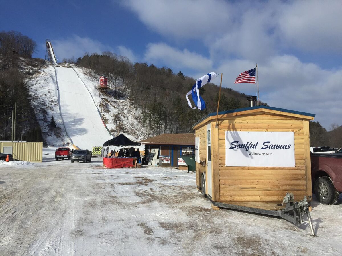soulful sauna wisconsin sauna rental with American flag