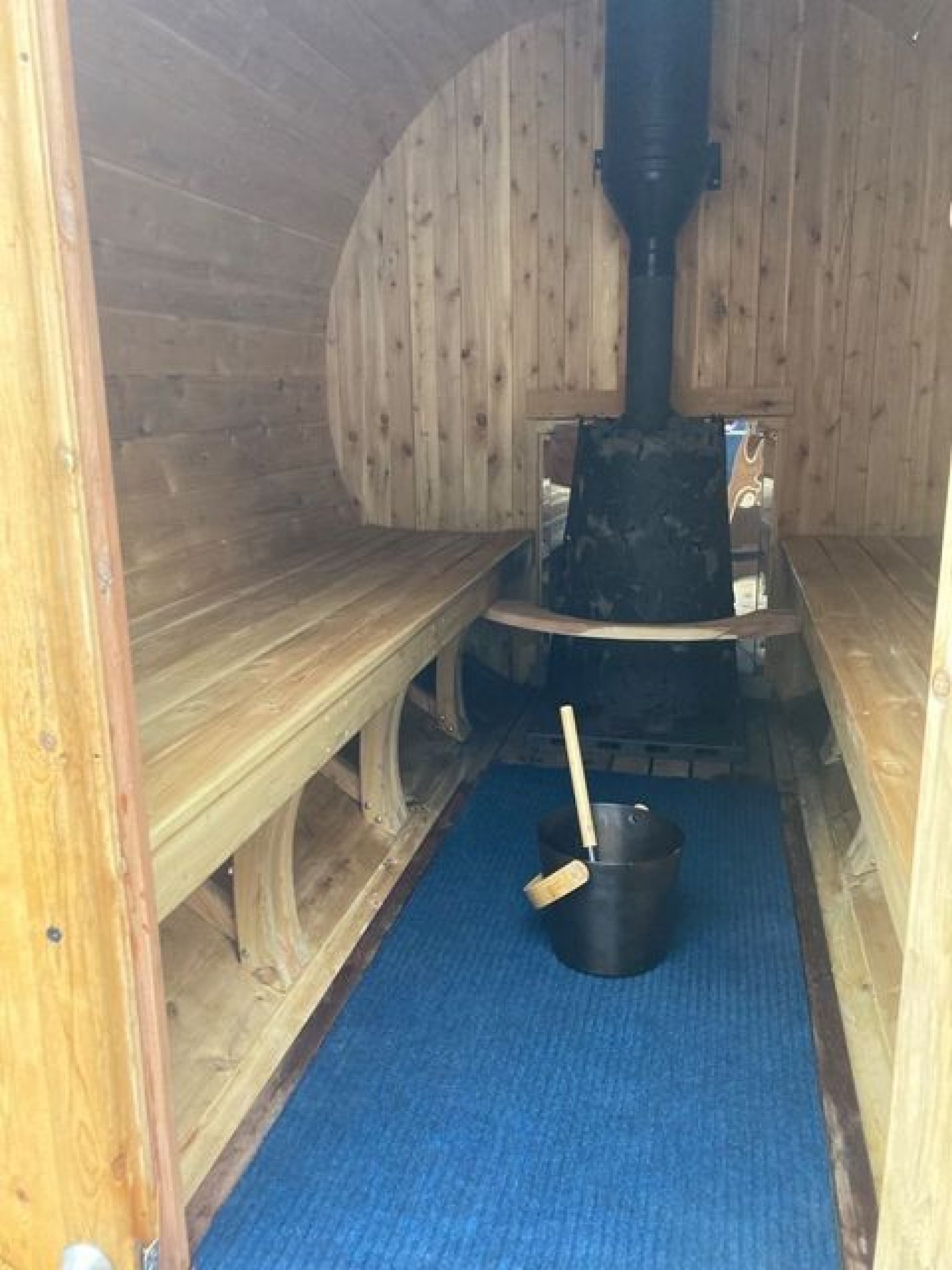 wood stove barrel sauna