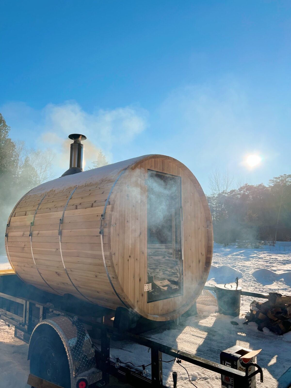 mobile barrel sauna rental in Door County