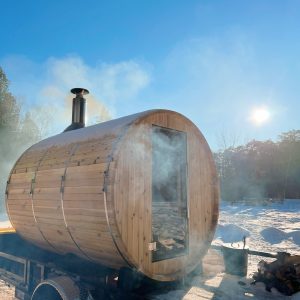 mobile barrel sauna rental in Door County