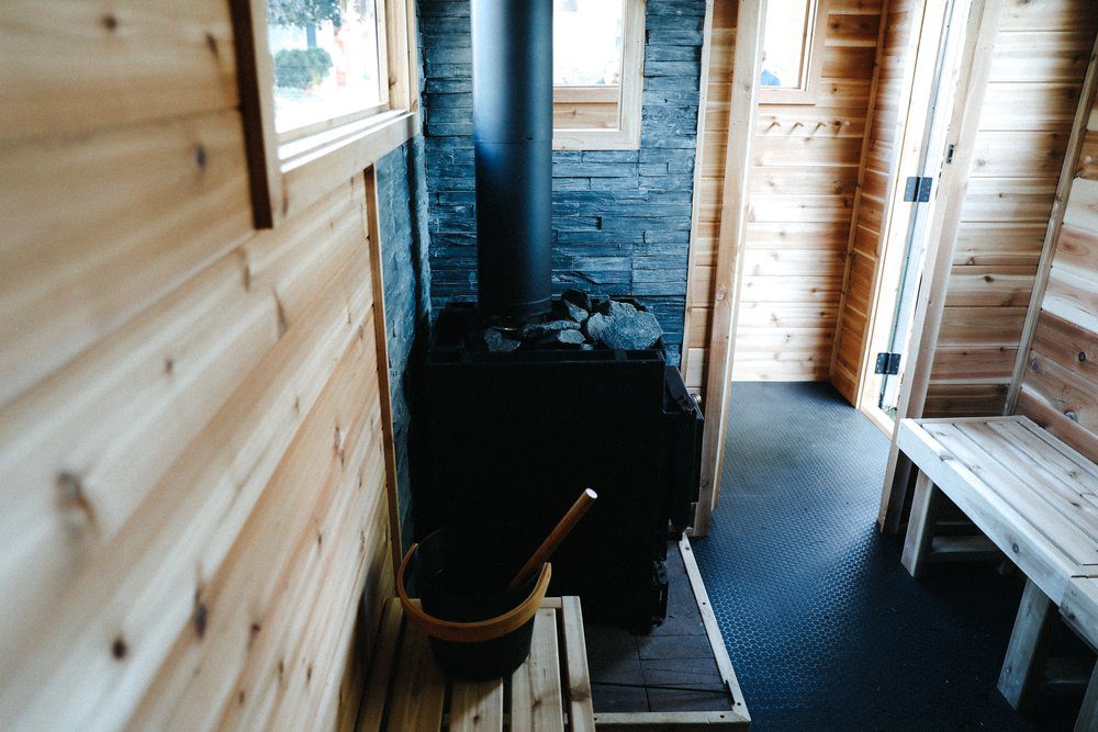 Inside the Little Ember Co mobile sauna available for rent in Minneapolis, Minnesota