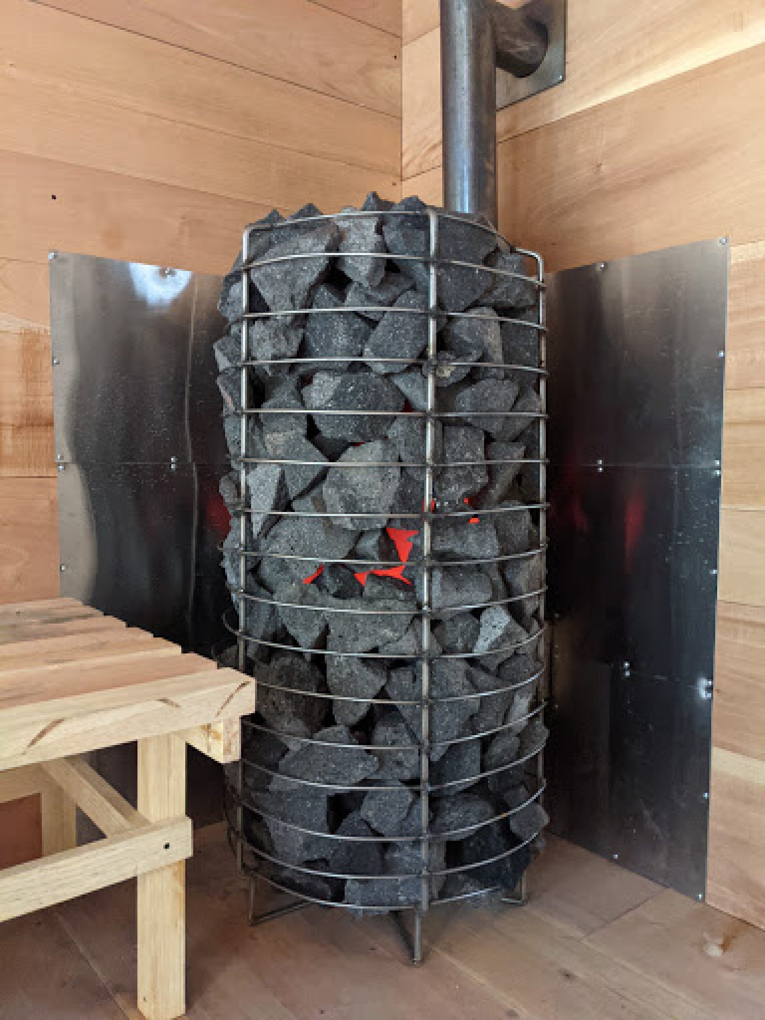 Sauna outside feed wood stove in Mexico City